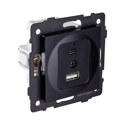 REA-037BK Розетка USB A+C 20W, черный Kollinger REA-037BK для Aspekt, Eleganz, Reflex