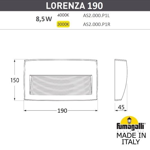 Подсветка для ступеней Fumagalli Lorenza AS2.000.000.WXK1L