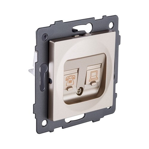 REA-011GD Розетка двойная RJ11 + RJ45 Cat.6, золотой Kollinger REA-011GD для Aspekt, Eleganz, Reflex