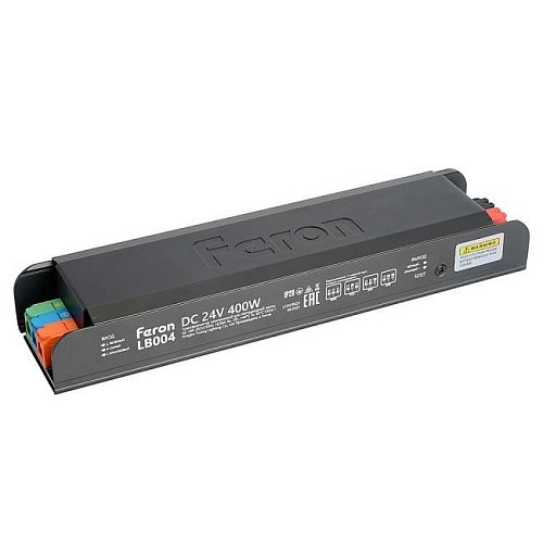 Трансформатор для светодиодной ленты с плавным пуском и диммированием 400W 24V IP20 Feron LB004 52127