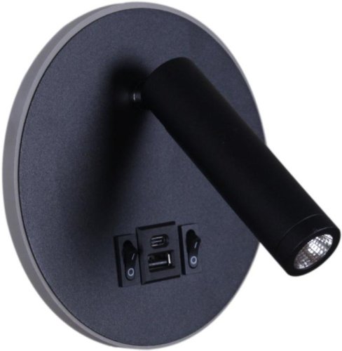 Настенный светильник 86203-9.2-001KT LED12W+USB BK