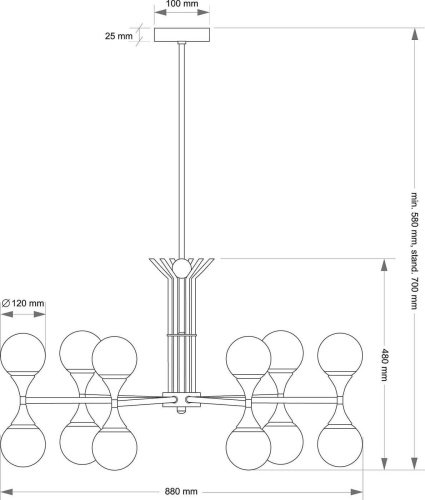 Люстра на штанге Kutek Bari BAR-ZW-6(Z)