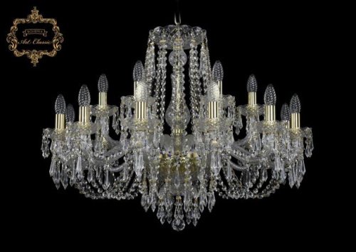 Подвесная хрустальная люстра 11.23 Art Classic 11.23.12+6.300.Gd.Dr