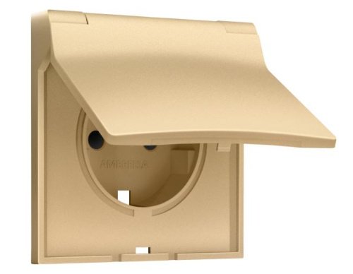SP8880 SP8880 Лицевая панель SIGMA (Золото Мягкое касание) для электрической розетки с/з со шторками и крышкой IP44 QUANT PRO