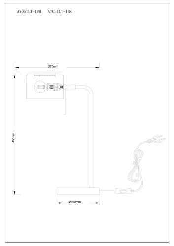A7051LT-1WH Настольная лампа Arte Lamp Sebastian A7051LT-1WH