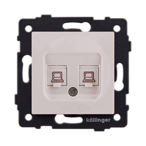 Розетка двойная Ethernet RJ45 Cat.6, кашемир матовый Kollinger REA-019CM для Aspekt, Eleganz, Reflex