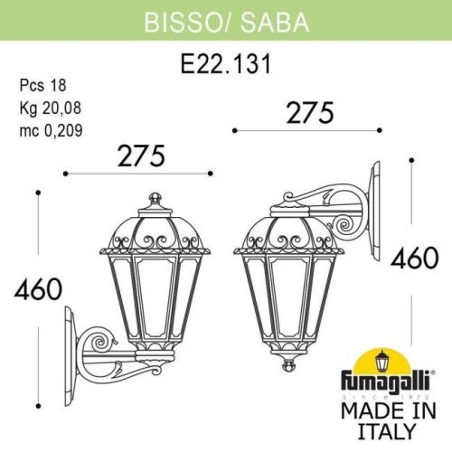 K22.131.000.BYE27 Настенный светильник Saba Fumagalli K22.131.000.BYE27