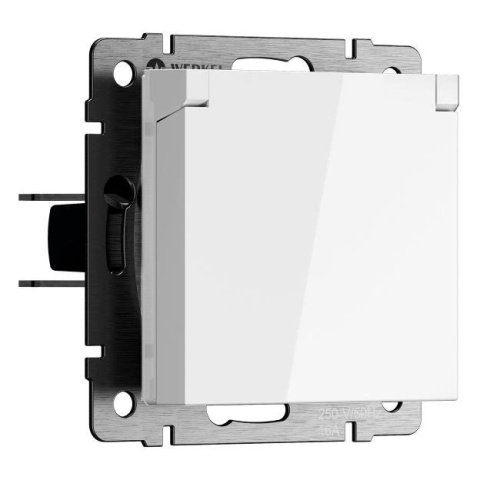 W1171201/ Розетка влагозащ. с зазем. с защит. крышкой и шторками N (белый) Розетка Werkel Встраиваемые механизмы белые W1171201/ Розетка влагозащ. с зазем. с защит. крышкой и шторками N (белый)