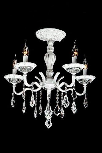 Потолочная люстра Eurosvet Эммануэль 10049/5 белый с серебром/прозрачный хрусталь Strotskis