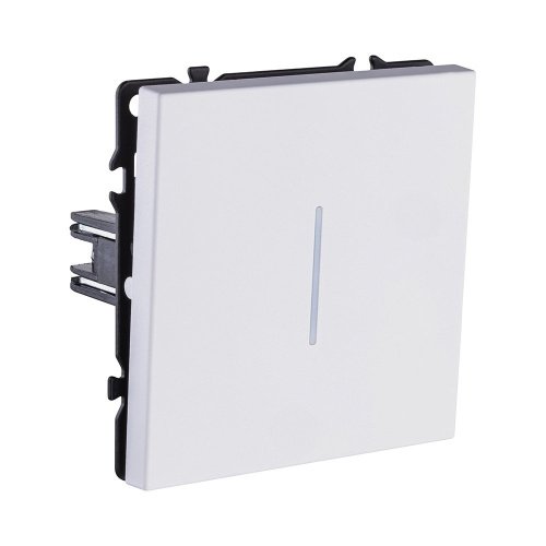 EC-008WG Выключатель 1-клавишный проходной 10А/250В с LED подсветкой, белый глянцевый Kollinger Eclipse EC-008WG
