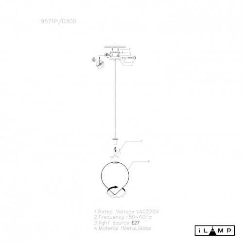 Светильник подвесной iLamp Cento 9571P/1-D300 BR-WH