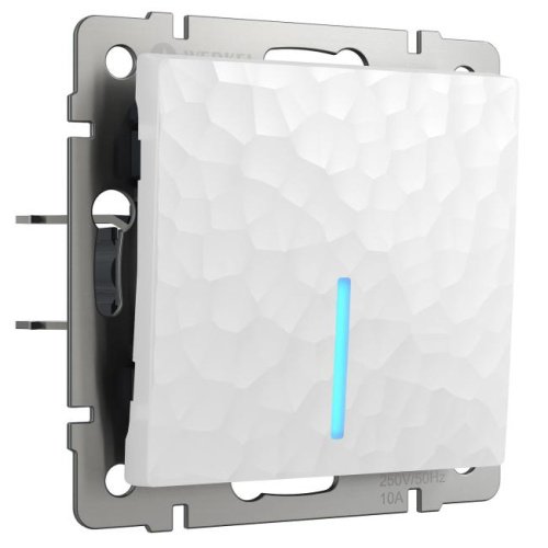 Выключатель Werkel W1212101/ Выключатель одноклавишный проходной с подсветкой (hammer белый)