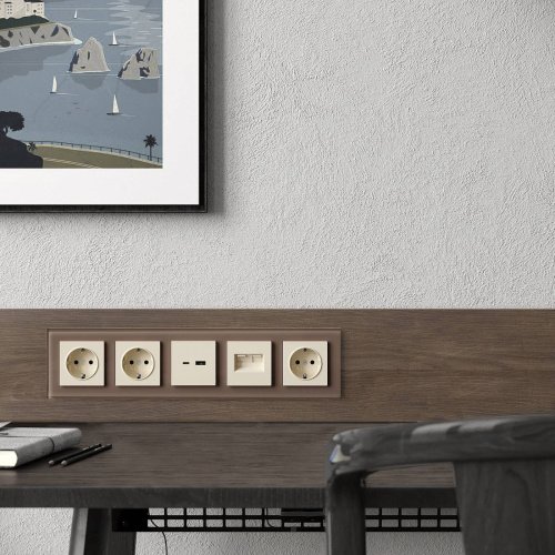 Рамка Werkel W0051142/ Рамка на 5 постов Favorit (латте, стекло)