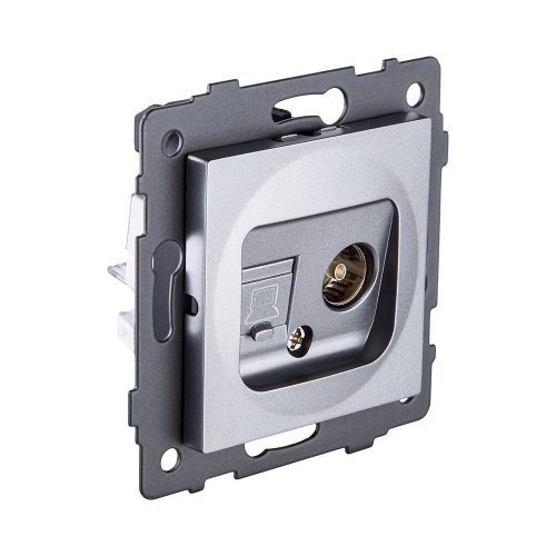 REA-021GY Розетка двойная TV (мама) + RJ45 Cat.6, серый Kollinger REA-021GY для Aspekt, Eleganz, Reflex