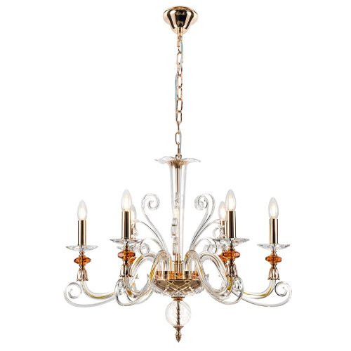 Подвесная люстра Crystal Lux CATARINA CATARINA SP6 V2 GOLD/TRANSPARENT-COGNAC