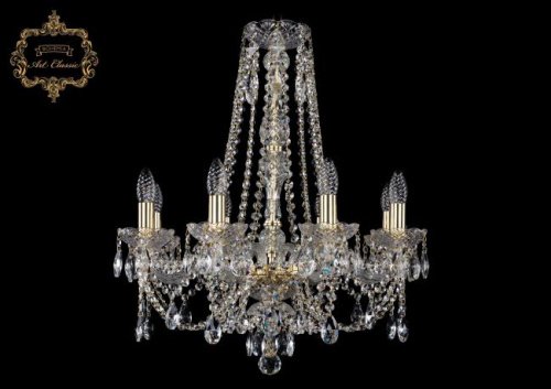 Подвесная хрустальная люстра 11.21 Art Classic 11.21.8.200.h-65.Gd.Sp