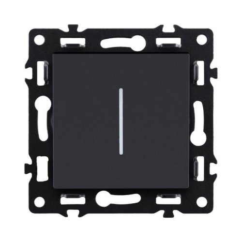 AS-012BK Выключатель кнопочный 1-клавишный 10А/250В с LED подсветкой, черный Kollinger Asthetik AS-012BK