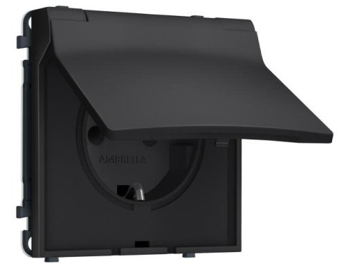 MS808010 Комплект механизма электрической розетки SIGMA Черный матовый 50Hz 2P+E с/з с/ш и крышкой IP44 16A-250V QUANT PRO (SP8080, PR141)