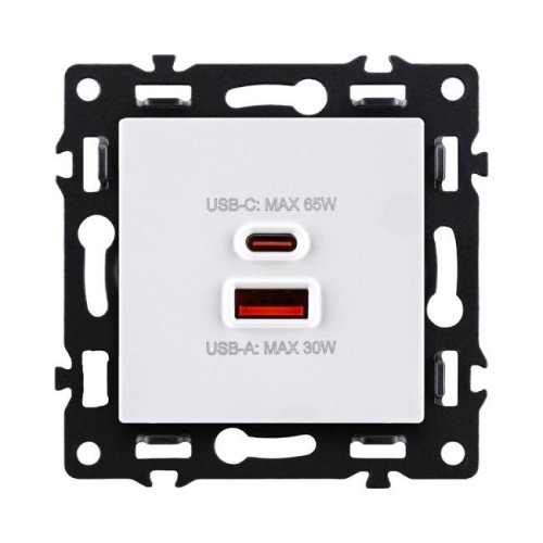 Розетка USB A+C 65W, белый Kollinger Asthetik AS-024WH