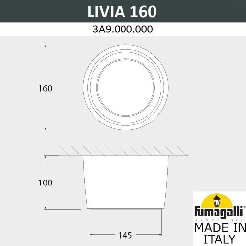 3A9.000.000.LXD1L Уличный потолочный светильник Fumagalli Livia 160 3A9.000.000.LXD1L