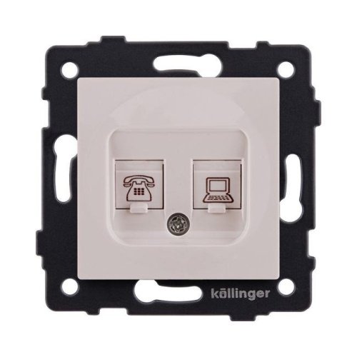 REA-011CM Розетка двойная RJ11 + RJ45 Cat.6, кашемир матовый Kollinger REA-011CM для Aspekt, Eleganz, Reflex
