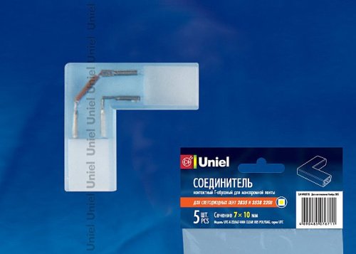 Соединитель контактный L-образный для светодиодных лент 220В 3528 Uniel UTC-K-22/A67-NNN CLEAR 005 POLYBAG