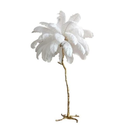 BRFL5014 white/antique brass Торшер Delight Collection Ostrich Feather BRFL5014 white/antique brass