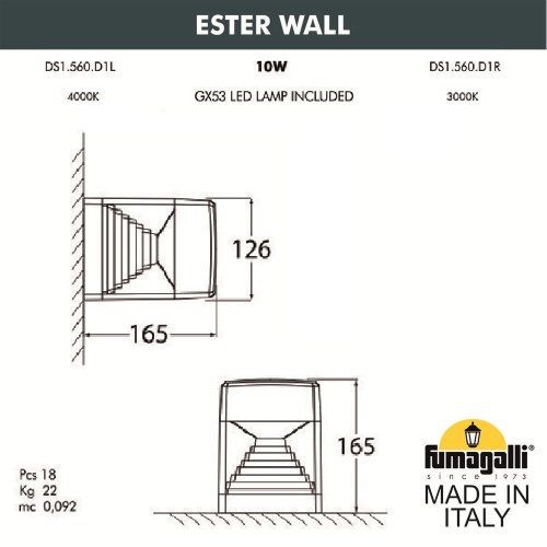 DS1.560.000.LXD1L Уличный настенный светильник Fumagalli Ester DS1.560.000.LXD1L