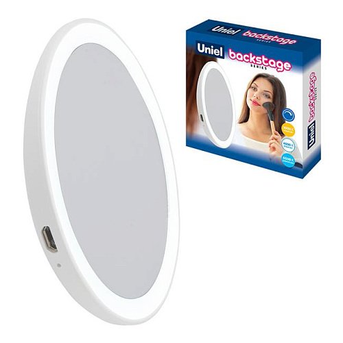 Зеркало карманное с подсветкой, с диммером Uniel ULK-F73 SW/DIM/RECH WHITE