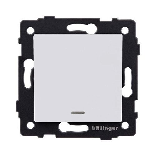Выключатель 1-клавишный проходной 10А/250В с LED подсветкой, белый матовый Kollinger REA-S-004WM для Aspekt, Eleganz, Reflex