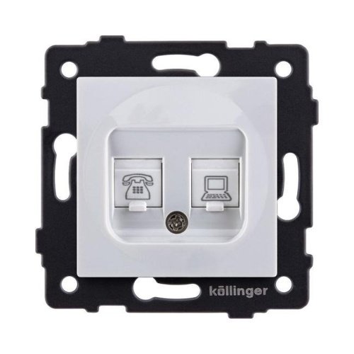 REA-011WH Розетка двойная RJ11 + RJ45 Cat.6, белый Kollinger REA-011WH для Aspekt, Eleganz, Reflex