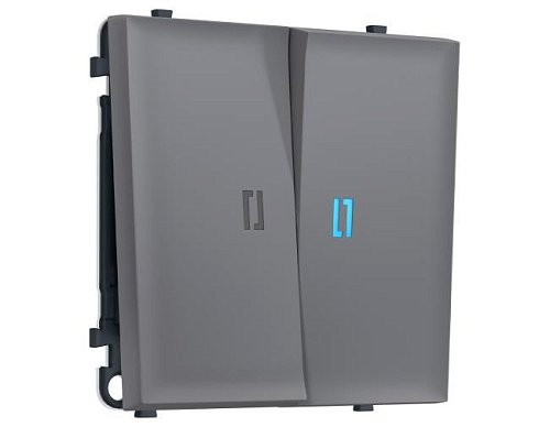 MS864020 MS864020 Комплект механизма 2-кл выключателя с подсветкой 10000K SIGMA Платиново-серый Мягкое касание 10A-250V QUANT PRO (SP8640, PR115, G17B)