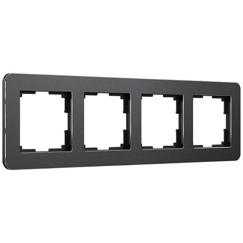 W0042608/ Рамка на 4 поста Platinum (черный алюминий) Рамка Werkel Platinum черный алюминий W0042608/ Рамка на 4 поста Platinum (черный алюминий)