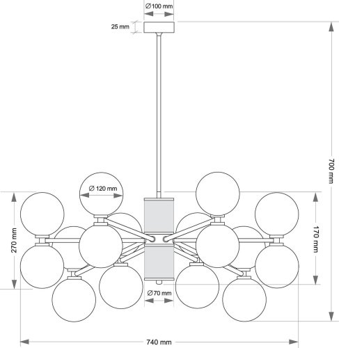 Люстра на штанге Kutek Erba ERB-ZW-8(BN/3)BB