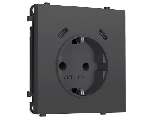MS910510 MS910510 Комплект механизма электрической розетки SIGMA Графит Мягкое касание 2USB С+C 20W (быст. зар.) с/з с/ш 16A-250V QUANT PRO (SP9105, PR165)