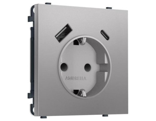 MS510010 MS510010 Комплект механизма электрической розетки SIGMA Сталь матовый 2USB A+C 20W (быст. зар.) с/з с/ш 16A-250V QUANT PRO (SP5100, PR160)