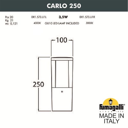 Уличный наземный светильник Fumagalli Carlo DR1.573.000.LXU1L