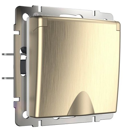 Розетка Werkel W1171210/ Розетка влагозащ. с зазем. с защит. крышкой и шторками (шампань рифленый)