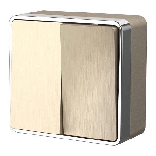 W5020010/ Выключатель двухклавишный Gallant (шампань рифленый) Выключатель Werkel W5020010/ Выключатель двухклавишный Gallant (шампань рифленый)
