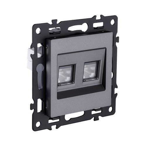 Розетка двойная Ethernet RJ45 Cat.6, серый Kollinger Asthetik AS-018GY