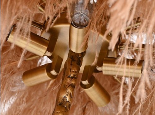 BRFL5014 pink/antique brass Торшер Delight Collection Ostrich Feather BRFL5014 pink/antique brass