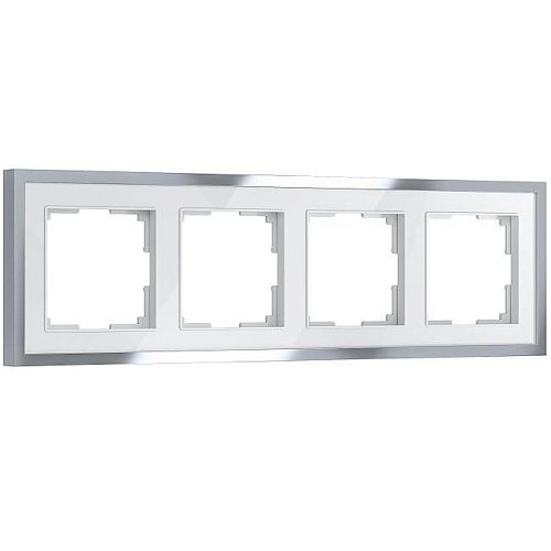 W0042850/ Рамка на 4 поста Baguette (белый/серебро) Рамка Werkel W0042850/ Рамка на 4 поста Baguette (белый/серебро)