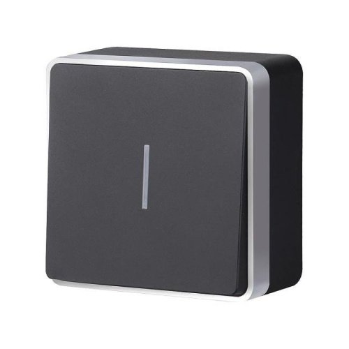 Выключатель Werkel W5010134/ Выключатель одноклавишный с подсветкой Gallant (черный с серебром)