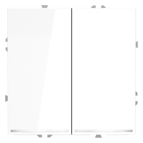 Проходной переключатель встраиваемый VOLTUM S70 двухклавишный с подсветкой 10А, (белый глянцевый) VLS020401