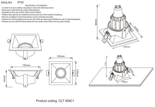 CLT 009C1 WH Встраиваемый светильник Crystal Lux CLT 009 CLT 009C1 WH