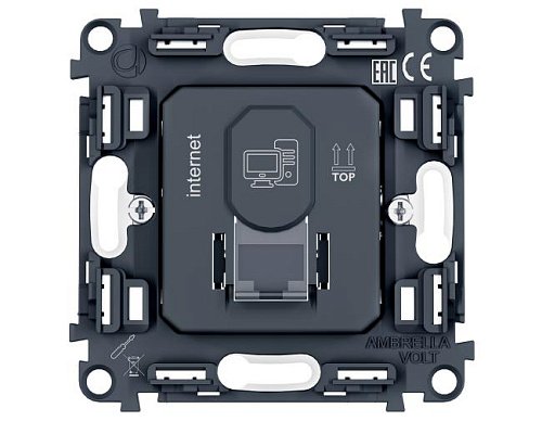 PR188 Механизм компьютерной розетки RJ-45 (8P8C) CAT6 с автоматической защитной шторкой QUANT PRO