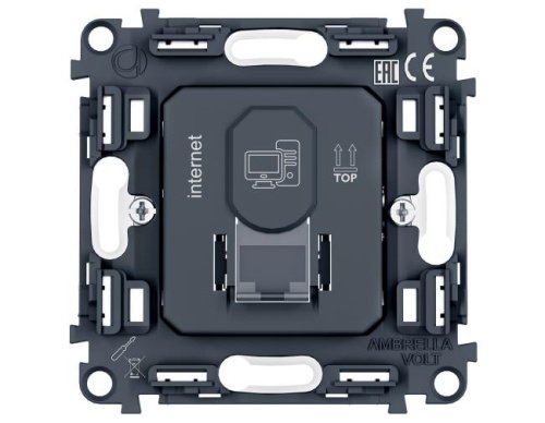 PR188 Механизм компьютерной розетки RJ-45 (8P8C) CAT6 с автоматической защитной шторкой QUANT PRO