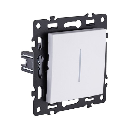 AS-012WH Выключатель кнопочный 1-клавишный 10А/250В с LED подсветкой, белый Kollinger Asthetik AS-012WH