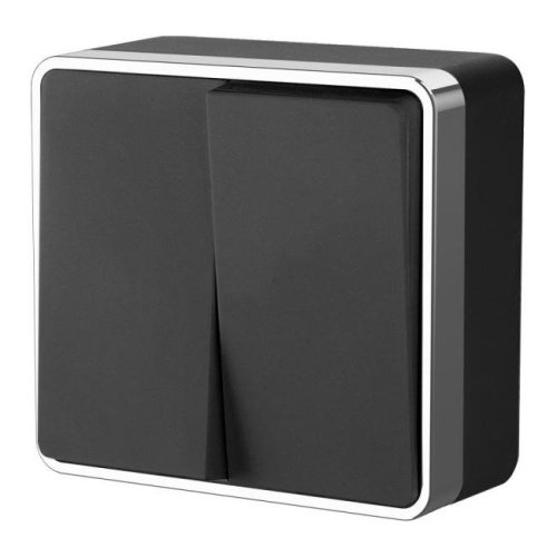 W5020035/ Выключатель двухклавишный Gallant (черный/хром) Выключатель Werkel W5020035/ Выключатель двухклавишный Gallant (черный/хром)