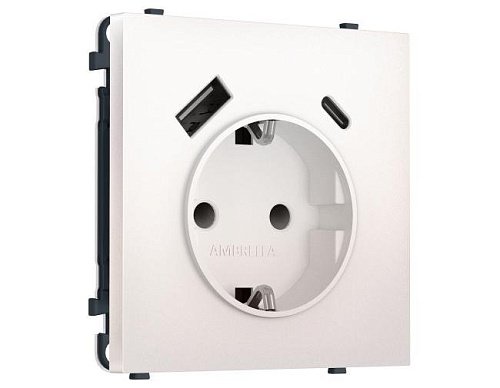 MS210010 MS210010 Комплект механизма электрической розетки SIGMA Жемчуг 2USB A+C 20W (быст. зар.) с/з с/ш 16A-250V QUANT PRO (SP2100, PR160)